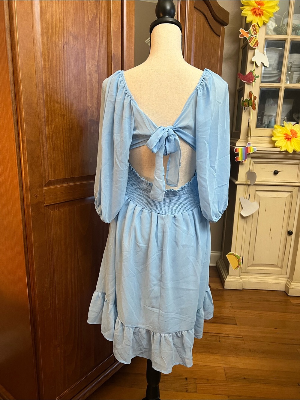 Amazon Light Blue Off-Shoulder Ruffle Mini Dress - Picture 4 of 6